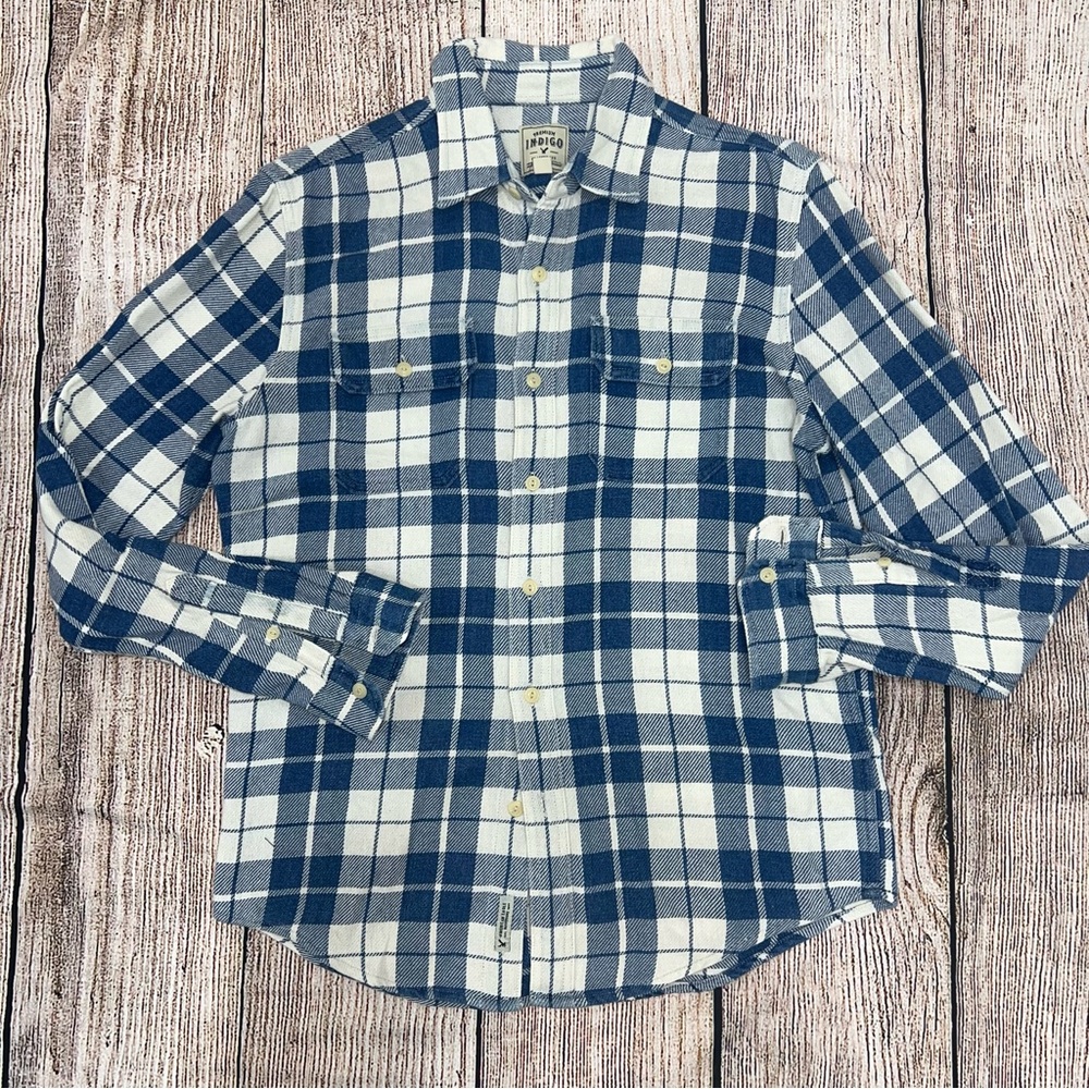 Indigo Blue and White Casual Button Down Shirt